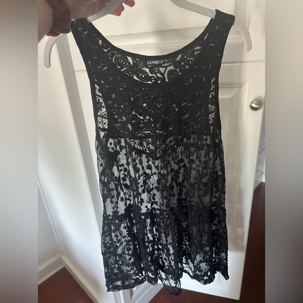 Express Black Lace Festival Top or Swim Coverup